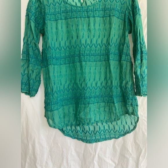 Lucky Brand Boho Semisheer Long sleeve blouse Size Medium - Picture 4 of 11